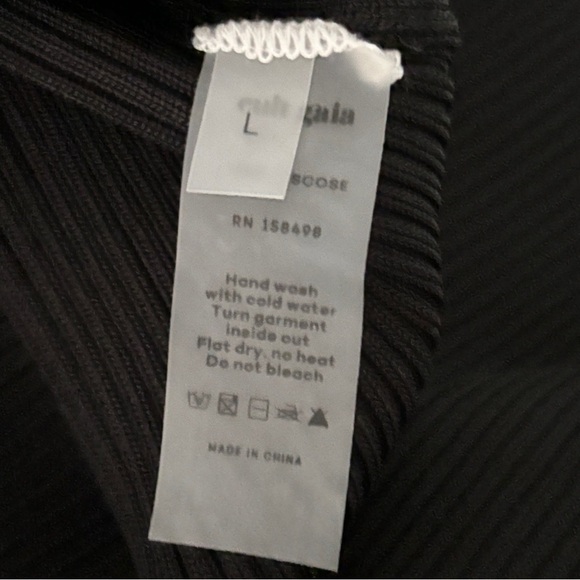 Cult Gaia Enzo Ribbed Knit Maxi Dress cut out halter long sleeve black L - Picture 9 of 16